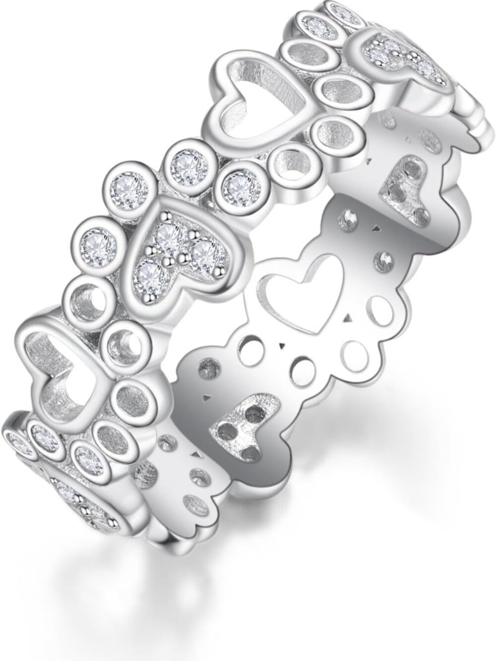 Cute Sterling Silver Dog Paw Print Ring for Women, Stackable Pet Jewelry, Sizes